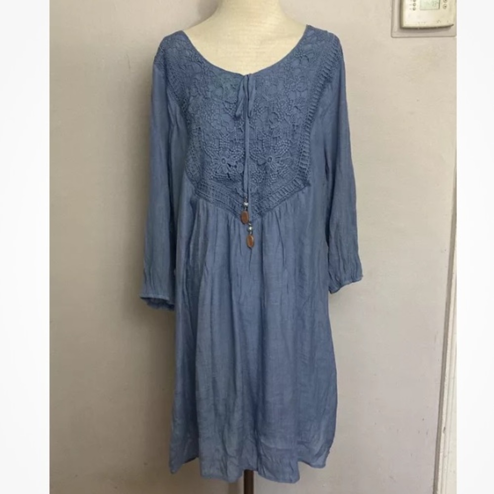 4-23 Indigo Rose Blue dress Crochet 3x